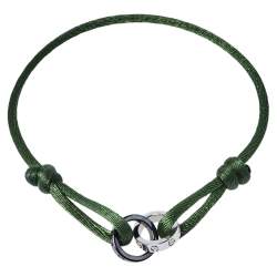 Pre Owned Cartier Love Diamond Ceramic 18K White Gold Adjustable Cord Bracelet 