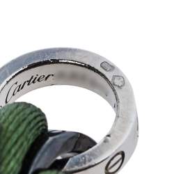 Pre Owned Cartier Love Diamond Ceramic 18K White Gold Adjustable Cord Bracelet 