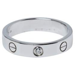 Pre Owned دبلة زواج كارتييه لوف ذهب أبيض عيار 18 ألماسة مقاس 53