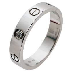 Pre Owned دبلة زواج كارتييه لوف ذهب أبيض عيار 18 ألماسة مقاس 53