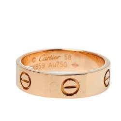 Pre Owned Cartier Love 18K Rose Gold Ring Size 58