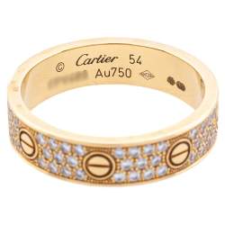 Pre Owned Cartier Love Pave Diamond 18K Yellow Gold Wedding Band Ring Size 54