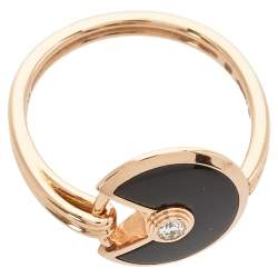 Pre Owned خاتم كارتييه أمولت دو كارتييه ذهب وردي عيار 18 عقيق ألماس مقاس 50