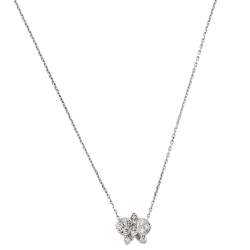 Pre Owned Cartier Caresse D'Orchidees Diamond 18K White Gold Small Model Necklace