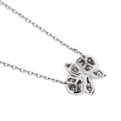 Pre Owned Cartier Caresse D'Orchidees Diamond 18K White Gold Small Model Necklace