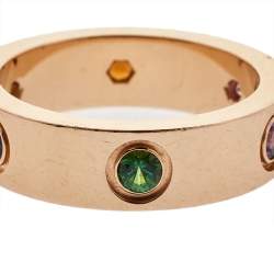 Pre Owned خاتم كاتييه لوف ذهب وردي عيار 18 أحجار كريمية متعددة الألوان مقاس 54