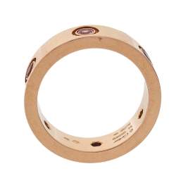 Pre Owned خاتم كاتييه لوف ذهب وردي عيار 18 أحجار كريمية متعددة الألوان مقاس 54