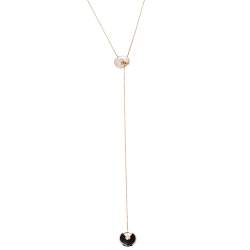 Pre Owned Cartier Amulette de Cartier Diamond Onyx Mother of Pearl 18K Rose Gold Necklace XS 