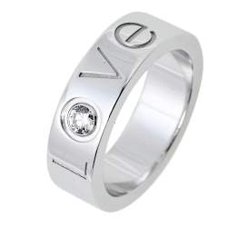 Pre Owned Cartier Love Diamond 18K White Gold Ring Size 48