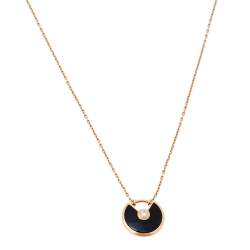 Cartier Amulette de Cartier Diamond Onyx 18K Rose Gold Necklace XS