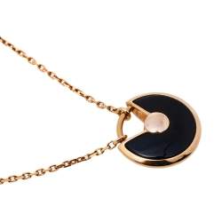 Cartier Amulette de Cartier Diamond Onyx 18K Rose Gold Necklace XS