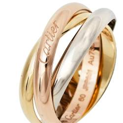 Pre Owned Cartier Trinity Classic 18K Three Tone Gold Ring Size 60