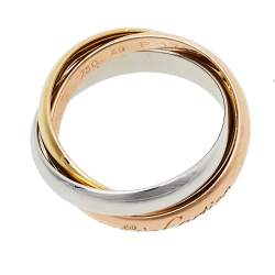 Pre Owned Cartier Classic Les Must De Trinity 18K Three Tone Gold Ring Size 49