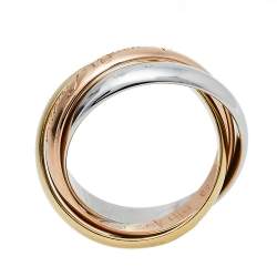 Pre Owned Cartier Classic Les Must De Trinity 18K Three Tone Gold Ring Size 49