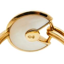 Pre Owned Cartier Amulette de Cartier Diamond Mother of Pearl 18K Yellow Gold Ring Size 54