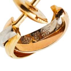 Pre Owned Cartier Trinity 18K Three Tone Gold Huggie Earrings Small Model