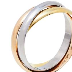 Pre Owned Cartier Trinity 18K Three Tone Gold Small Model Ring Size 53
