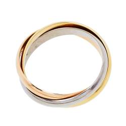 Pre Owned Cartier Trinity 18K Three Tone Gold Small Model Ring Size 53