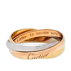 Pre Owned Cartier Trinity 18K Three Tone Gold Small Model Ring Size 53