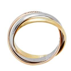 Pre Owned Cartier Trinity 18K Three Tone Gold Small Model Ring Size 53