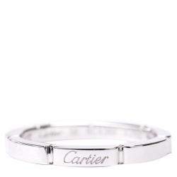 Pre Owned Cartier Maillon Panthere 18K White Gold Band Ring Size EU 56