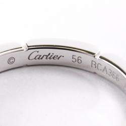 Pre Owned Cartier Maillon Panthere 18K White Gold Band Ring Size EU 56