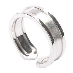 Pre Owned Cartier Double C 18K White Gold Band Ring Size EU 53