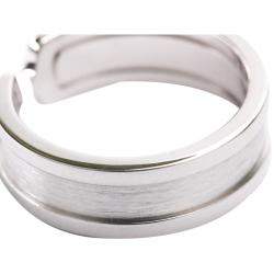 Pre Owned Cartier Double C 18K White Gold Band Ring Size EU 53