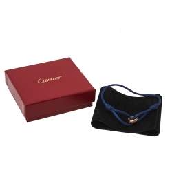Pre Owned Cartier Trinity 18K Three Tone Gold Blue Adjustable Cord Bracelet
