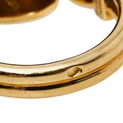 Pre Owned Cartier Panthere de Cartier Diamond Lacquer Garnet 18k Yellow Gold Ring Size 50