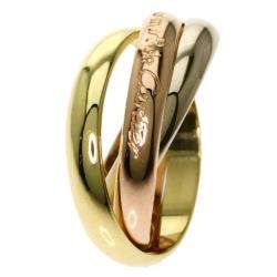 Pre Owned Cartier 18K Yellow Gold, Rose Gold, White Gold Trinity Ring Size 55