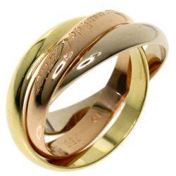 Pre Owned Cartier 18K Yellow Gold, Rose Gold, White Gold Trinity Ring Size 55