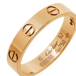 Pre Owned Cartier Love 18K Rose Gold Wedding Band Ring Size 52