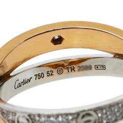 Pre Owned خاتم كارتييه "لوف" حلقة مزدوجة ذهب لونين عيار 18 و ألماس مصفوف مقاس 52