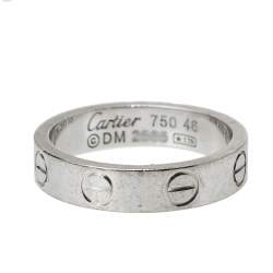 Pre Owned Cartier Love 18K White Gold Wedding Band Ring Size 46