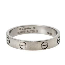 Pre Owned Cartier Love 18K White Gold Wedding Band Ring Size 58