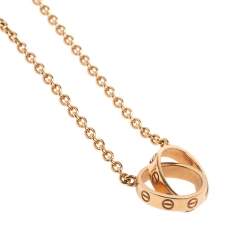 Pre Owned Cartier Love 2 Hoops 18K Rose Gold Necklace