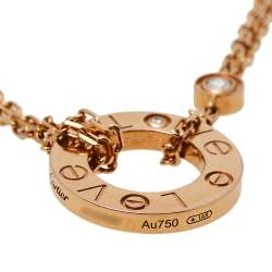 Pre Owned Cartier Love 2 Diamonds 18K Rose Gold Necklace