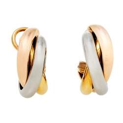 مملوكة مسبقًا Cartier Trinity 18K Three Tone Gold Hoop Earrings