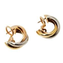 مملوكة مسبقًا Cartier Trinity 18K Three Tone Gold Hoop Earrings