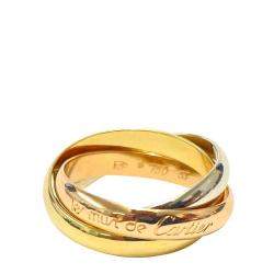 Pre Owned Cartier Le Must De Cartier Trinity 18K Yellow White Rose Gold Ring Size EU 53