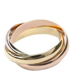 Pre Owned Cartier Yellow, Rose, White Gold Trinity Ring Size 53
