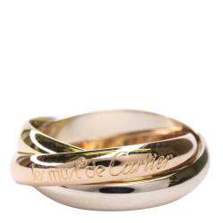 Pre Owned Cartier Yellow, Rose, White Gold Trinity Ring Size 53