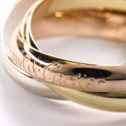 Pre Owned Cartier Yellow, Rose, White Gold Trinity Ring Size 53