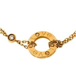 مملوكة مسبقًا Cartier Love Diamond 18K Yellow Gold Double Chain Bracelet