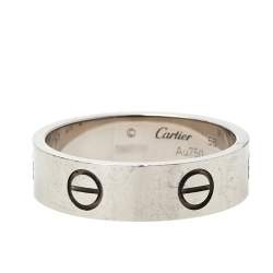 Pre Owned Cartier Love 18K White Gold Band Ring Size 58
