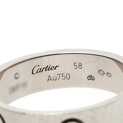 Pre Owned Cartier Love 18K White Gold Band Ring Size 58