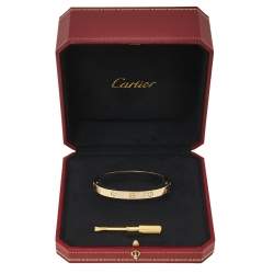 مملوكة مسبقًا سوار كارتييه "لوف" 4 ألماسات و ذهب أصفر عيار 18 مقاس 17