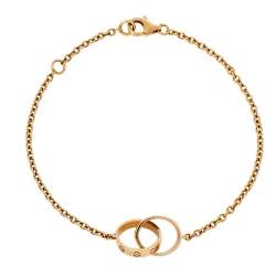 Pre Owned Cartier Love Interlocking 2 Hoops 18K Rose Gold Bracelet