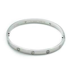 Pre Owned Cartier Love White Gold 4 Diamonds Bracelet Size 19
